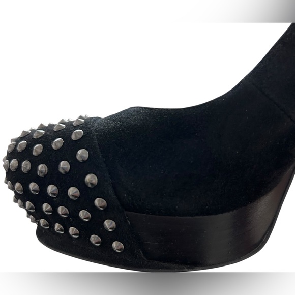 KENNETH COLE Studded Toe Suede Platform Heels In Black & Silver Sz 9.5✨LIKE NEW✨ - Picture 6 of 12